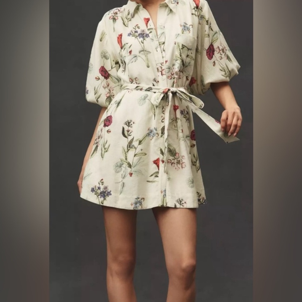 NWT Maeve Anthropologie Linen Shirtdress M